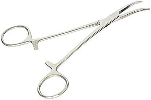 Apical Set of Kelly Forceps Locking Tweezers Clamp, Silver, Straight &Curved, 5-1/2 Inch